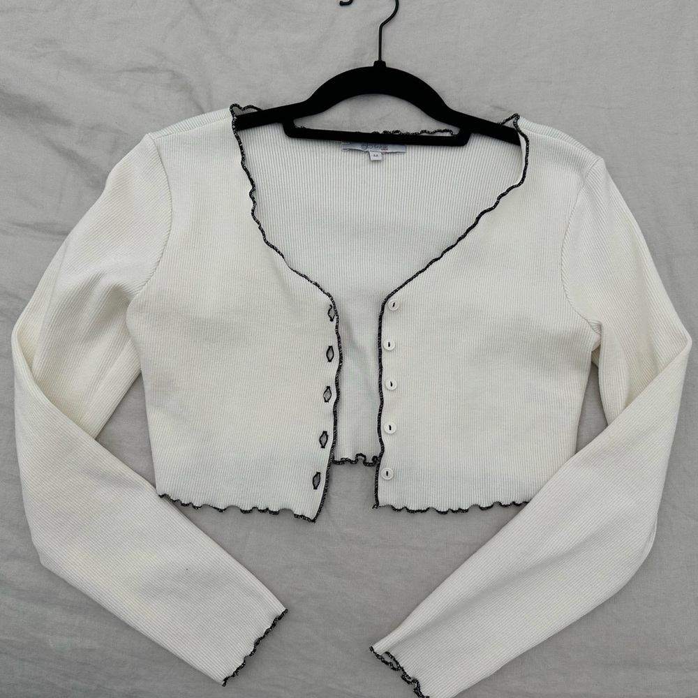 Small white button sweater
